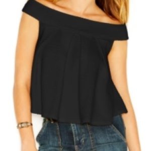 Free People off shoulder pleated black top